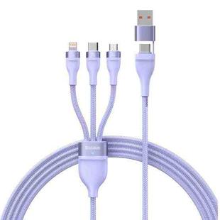 Baseus Flash Series II 1.2m USB + Type-C to Micro USB + 8 Pin + Type-C 100W Fast Charging Cable(Purple)