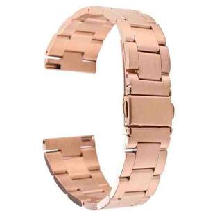 For Samsung Galaxy Galaxy Watch 3 45mm / Huawei Watch 3 / 3 Pro 22mm Three-bead Steel Quick Release Watch Band(Rose Gold)