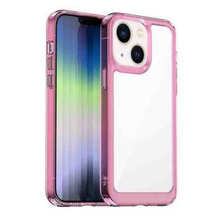 For iPhone 14 Colorful Series Acrylic + TPU Phone Case (Transparent Pink)