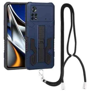 For Xiaomi Poco X4 Pro 5G Vanguard Lanyard Kickstand TPU + PC Phone Case(Blue)