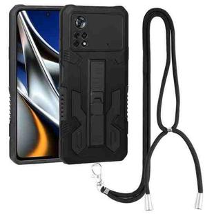 For Xiaomi Poco X4 Pro 5G Vanguard Lanyard Kickstand TPU + PC Phone Case(Black)