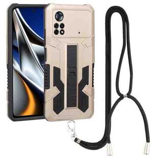 For Xiaomi Poco X4 Pro 5G Vanguard Lanyard Kickstand TPU + PC Phone Case(Gold)