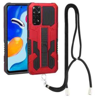 For Xiaomi Redmi Note 11S Vanguard Lanyard Kickstand TPU + PC Phone Case(Red)