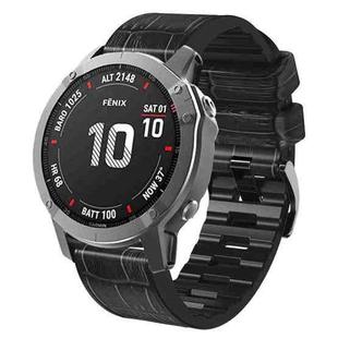 For Garmin Fenix 7X / 6X / 5X Crocodile Texture Silicone Leather Watch Band(Black)