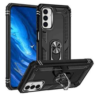 For Samsung Galaxy M23 Shockproof TPU + PC Holder Phone Case(Black)