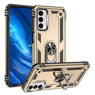 For Samsung Galaxy M23 Shockproof TPU + PC Holder Phone Case(Gold)
