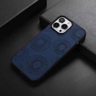 For iPhone 13 Pro Max Sunflower Pattern PU+TPU+PC Shockproof Phone Case (Blue)