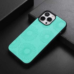 For iPhone 13 Pro Max Sunflower Pattern PU+TPU+PC Shockproof Phone Case (Baby Blue)