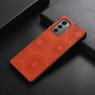 For LG Wing 5G Sunflower Pattern PU+TPU+PC Shockproof Phone Case(Orange)