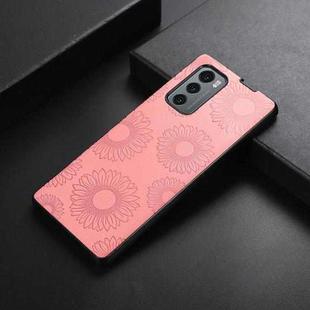 For LG Wing 5G Sunflower Pattern PU+TPU+PC Shockproof Phone Case(Pink)