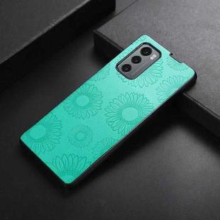 For LG Wing 5G Sunflower Pattern PU+TPU+PC Shockproof Phone Case(Baby Blue)
