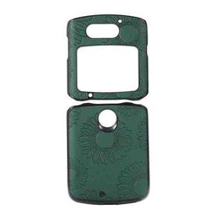 For Motorola Razr 5G Sunflower Pattern PU+TPU+PC Shockproof Phone Case(Green)