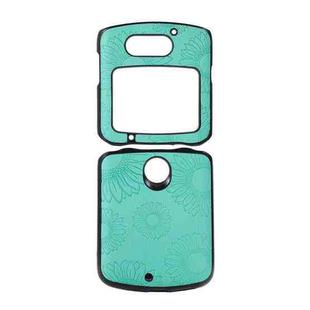 For Motorola Razr 5G Sunflower Pattern PU+TPU+PC Shockproof Phone Case(Baby Blue)