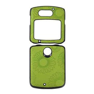 For Motorola Razr 5G Sunflower Pattern PU+TPU+PC Shockproof Phone Case(Light Green)