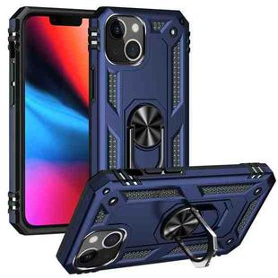 For iPhone 14 Shockproof TPU + PC Ring Holder Phone Case (Blue)