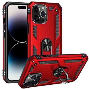 For iPhone 14 Pro Shockproof TPU + PC Ring Holder Phone Case (Red)