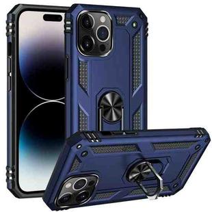 For iPhone 14 Pro Shockproof TPU + PC Ring Holder Phone Case (Blue)