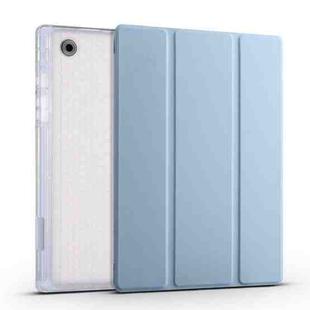 For Samsung Galaxy Tab A8 X200 Smart 3-folding Transparent Honeycomb TPU + Leather Tablet Case(White Ice Blue)