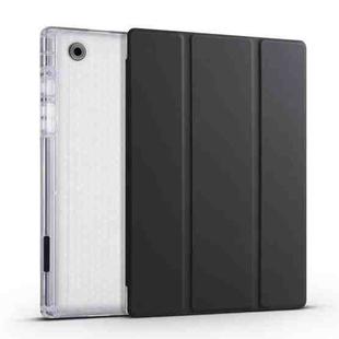 For Samsung Galaxy Tab A8 X200 Smart 3-folding Transparent Honeycomb TPU + Leather Tablet Case(Black)
