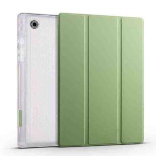 For Samsung Galaxy Tab A8 X200 Smart 3-folding Transparent Honeycomb TPU + Leather Tablet Case(Matcha Green)
