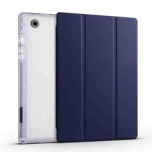 For Samsung Galaxy Tab A8 X200 Smart 3-folding Transparent Honeycomb TPU + Leather Tablet Case(Dark Blue)
