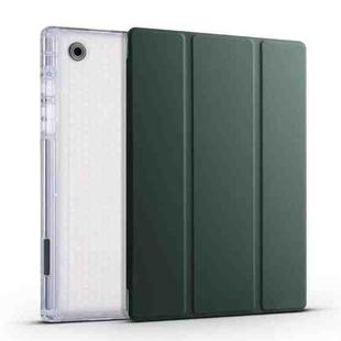 For Samsung Galaxy Tab A8 X200 Smart 3-folding Transparent Honeycomb TPU + Leather Tablet Case(Dark Green)