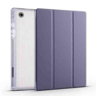 For Samsung Galaxy Tab A8 X200 Smart 3-folding Transparent Honeycomb TPU + Leather Tablet Case(Purple)