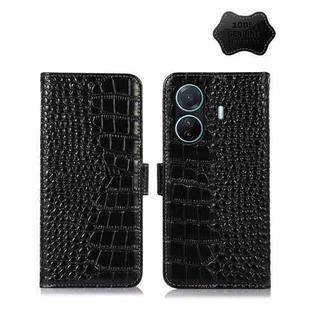 For vivo S15e Crocodile Top Layer Cowhide Leather Phone Case(Black)
