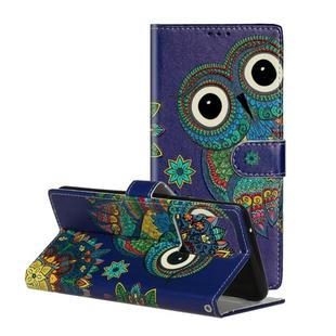 For Galaxy S20 Ultra Oil Embossed Coloured Drawing Pattern Horizontal Flip PU Leather Case with Holder & Card Slots & Wallet(Blue Owl)