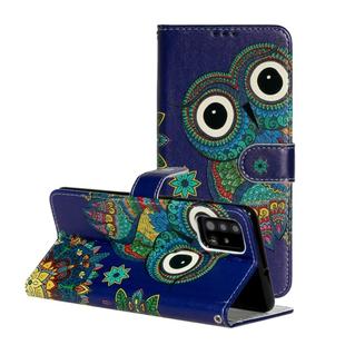 For Galaxy A51 Oil Embossed Coloured Drawing Pattern Horizontal Flip PU Leather Case with Holder & Card Slots & Wallet(Blue Owl)