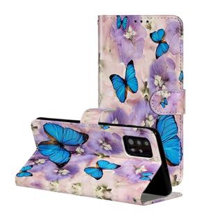 For Galaxy A71 Oil Embossed Coloured Drawing Pattern Horizontal Flip PU Leather Case with Holder & Card Slots & Wallet(Purple Flower Butterfly)