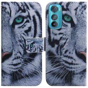 For Motorola Edge 30 Coloured Drawing Leather Phone Case(Tiger)