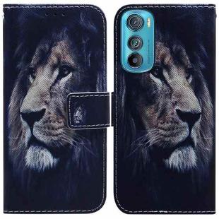 For Motorola Edge 30 Coloured Drawing Leather Phone Case(Lion)