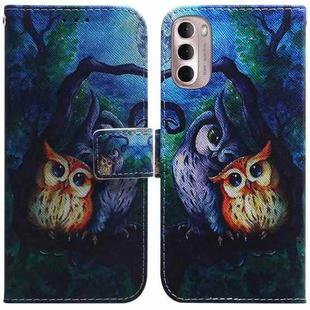 For Motorola Moto G Stylus 4G 2022 Coloured Drawing Leather Phone Case(Oil Painting Owl)