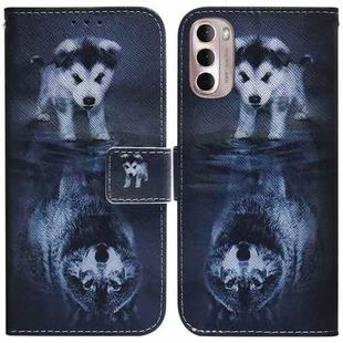 For Motorola Moto G Stylus 4G 2022 Coloured Drawing Leather Phone Case(Wolf and Dog)