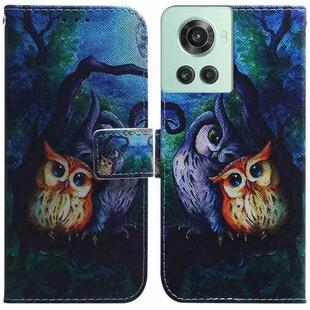 For OnePlus 10R / Ace Coloured Drawing Leather Phone Case(Oil Painting Owl)