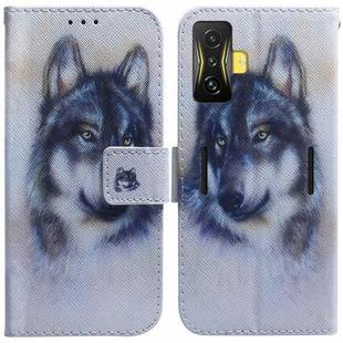 For Xiaomi Poco F4 GT / Redmi K50 Gaming Coloured Drawing Leather Phone Case(White Wolf)