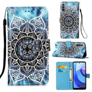 For Motorola Moto E20 / E30 / E40 Colored Drawing Plain Weave Leather Phone Case(Undersea Mandala)