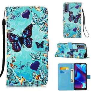 For Motorola Moto G Pure Colored Drawing Plain Weave Leather Phone Case(Heart Butterfly)