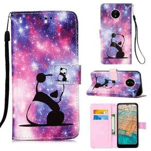 For Nokia C20 / C10 Colored Drawing Plain Weave Leather Phone Case(Panda Baby)