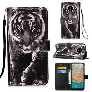 For Nokia C20 / C10 Colored Drawing Plain Weave Leather Phone Case(Black White Tiger)
