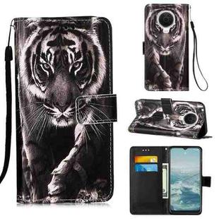 For Nokia G20 / G10 Colored Drawing Plain Weave Leather Phone Case(Black White Tiger)