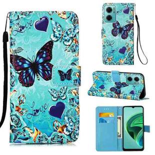 For Xiaomi Redmi 10 Prime+ 5G/Note 11E Colored Drawing Plain Weave Leather Phone Case(Heart Butterfly)