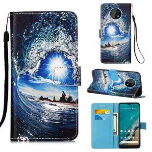 For Nokia G50 Colored Drawing Plain Weave Leather Phone Case(Waves And Sun)