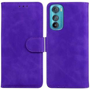 For Motorola Edge 30 Skin Feel Pure Color Flip Leather Phone Case(Purple)