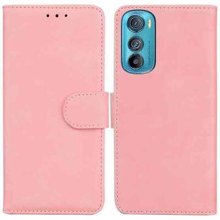 For Motorola Edge 30 Skin Feel Pure Color Flip Leather Phone Case(Pink)