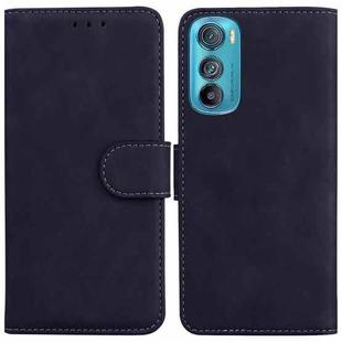For Motorola Edge 30 Skin Feel Pure Color Flip Leather Phone Case(Black)