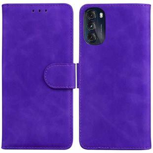 For Motorola Moto G 2022 Skin Feel Pure Color Flip Leather Phone Case(Purple)