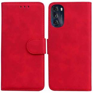 For Motorola Moto G 2022 Skin Feel Pure Color Flip Leather Phone Case(Red)
