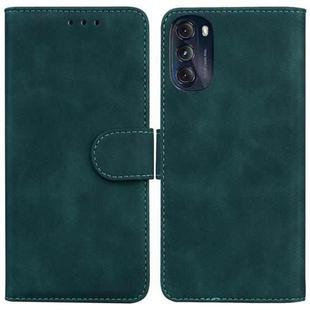 For Motorola Moto G 2022 Skin Feel Pure Color Flip Leather Phone Case(Green)